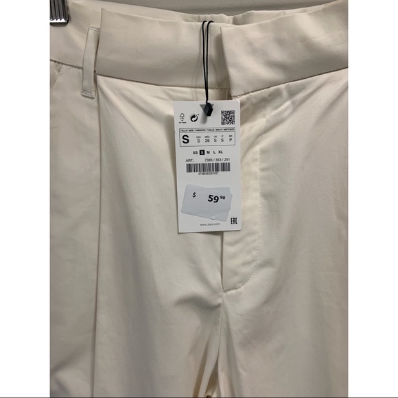 NWT Zara Cream Pleated Wide Leg Pants Size Small - Picture 4 of 11